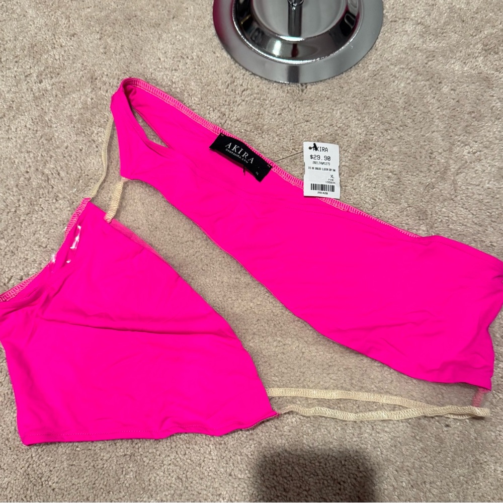 AKIRA Women's Pink One Shoulder Top